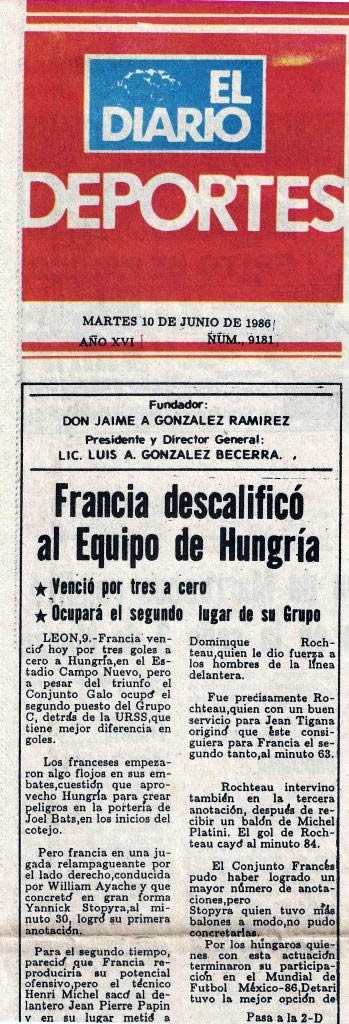 Mexico 1986 - El Diario deportes