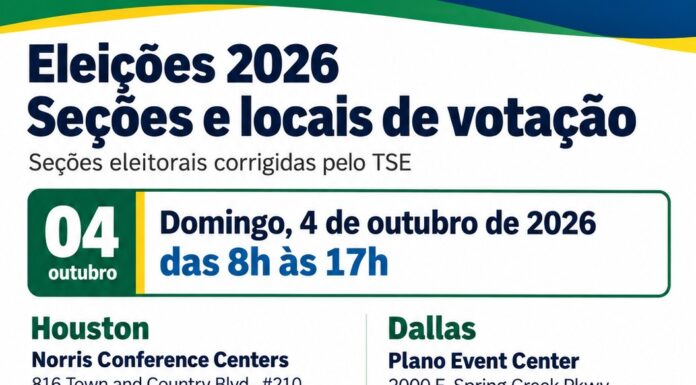 ELEIÇÕES 2026: SEÇÕES E LOCAIS DE VOTAÇÃO EM HOUSTON E DALLAS, TEXAS